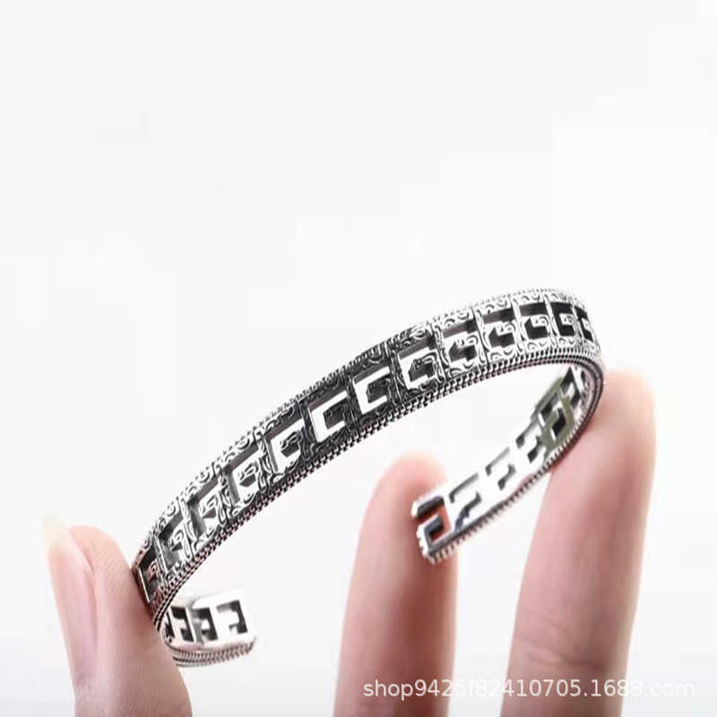 Fashion Collection 2023 New Luxury High Quality Fashion Jewelry for silver three-dimensional hollowed-out lace double bracelet for men and women