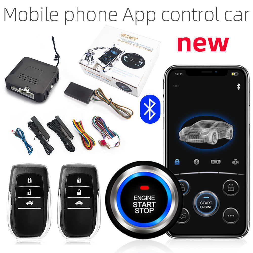 Nieuwe Universal Car Remote Start Stop Set Kit Bluetooth Mobiele telefoon App Control Engine Ignition Open Trunk PKE Keyless Entry Car Alarm