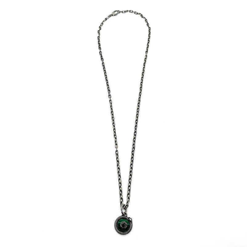 60% korting op 2023 Nieuwe luxe hoogwaardige mode-sieraden voor de driedimensionale dubbele zilveren slang Malachite groene ketting met antieke stijl voor de antieke stijl