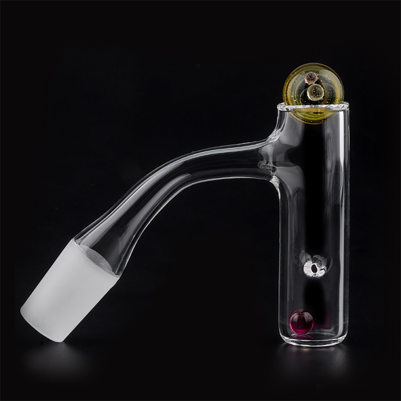 Rookaccessoires Volledig gelaste kwartsvingerbanger met afgeschuinde rand met 6 mm robijn, 14 mm glazen universele doppen voor waterpijpen Dab Rigs pijpen