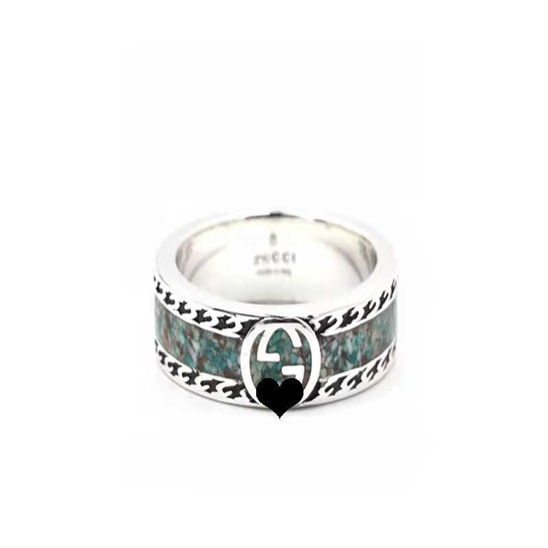 70% OFF 2023 Nouveaux bijoux de mode de luxe de haute qualité pour la nouvelle bague en argent double émail vert clair mâle et femelle avec le même style de verrouillage