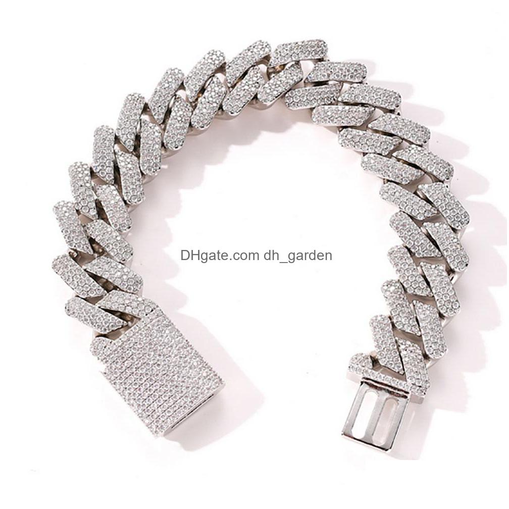 Chaîne 20 mm Diamond Miami Bracelets à liaison cubaine 14K 14K Gol d'or glacé