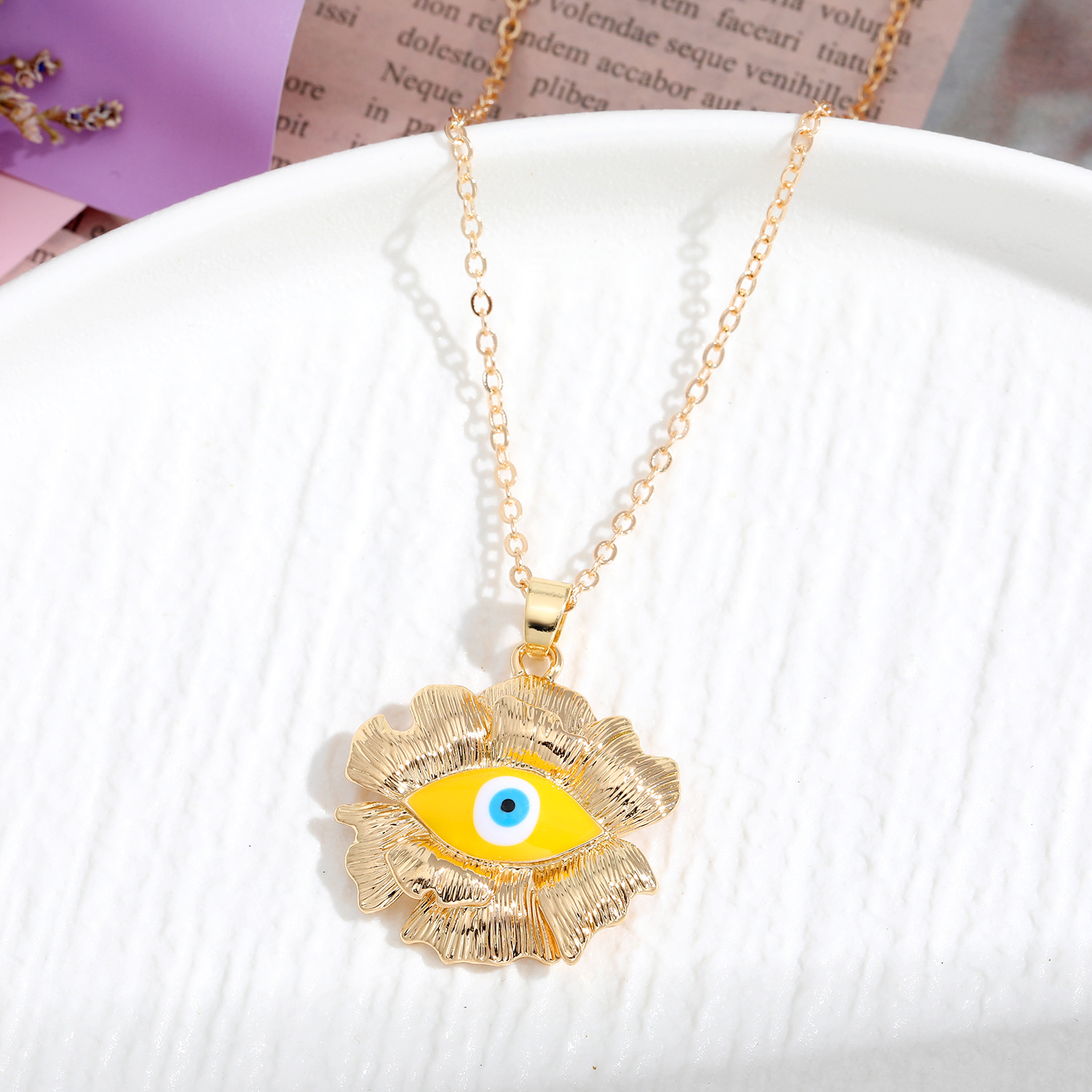 Creative Blue Devil's Eye Alloy Pendant Necklaces Micro-diamond Set Link Chain Women Necklace Jewelry Accessory