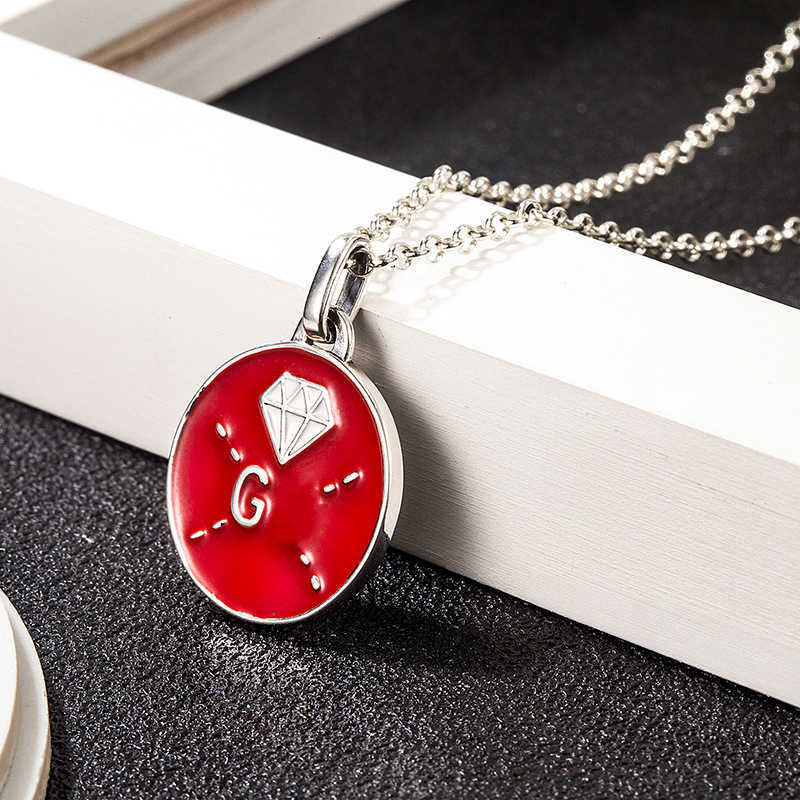 80% DI SCONTO 2023 Nuovi gioielli di moda di alta qualità di lusso collana in argento sterling doppio modello Smalto rosso colla che cade catena di maglione di tendenza