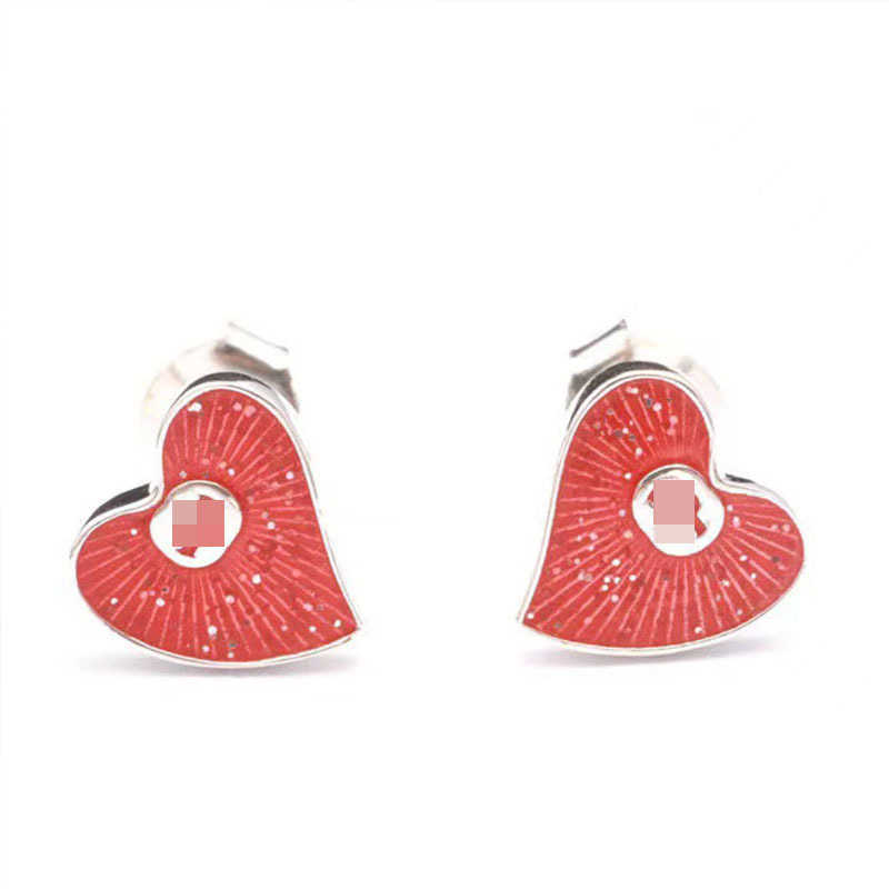 70% OFF 2023 New Luxury High Quality Fashion Jewelry for sterling silver double interlocking love red high-end small crowd versatile heart-shaped earrings gift