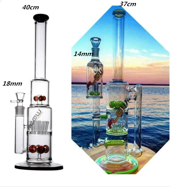 New BIg Glass Water Bongs Hookahs Smoke Pipe Bubbler Percolator Water Pipes Recycler Dab Rigs With Ash Catcher