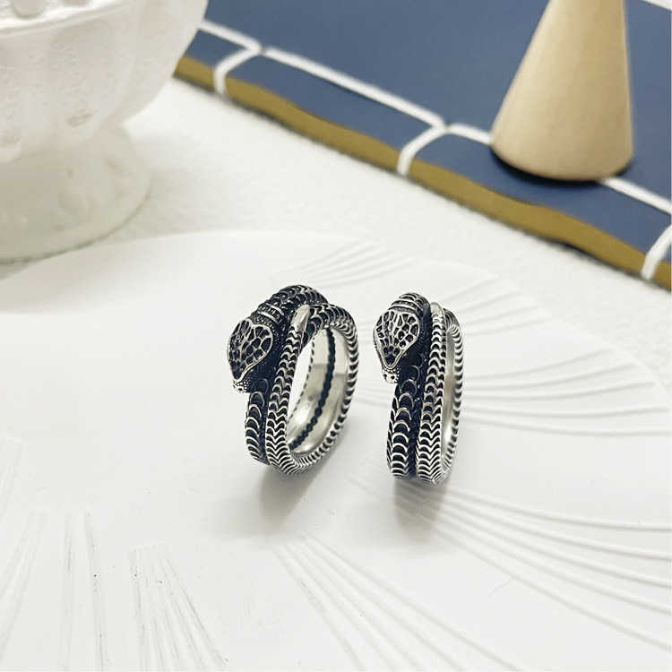 80% OFF 2023 New Luxury High Quality Fashion Jewelry for old silver trend INS snake ring hip-hop style