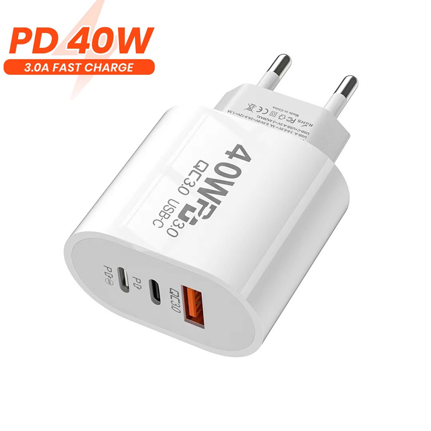 40W 3A 3 PORTS MOSTPHEN CARDERS DUAL PD Тип C Стеновая зарядное устройство быстро зарядка для Samsung S20 S22 UTRAL HTC Xiaomi Huawei