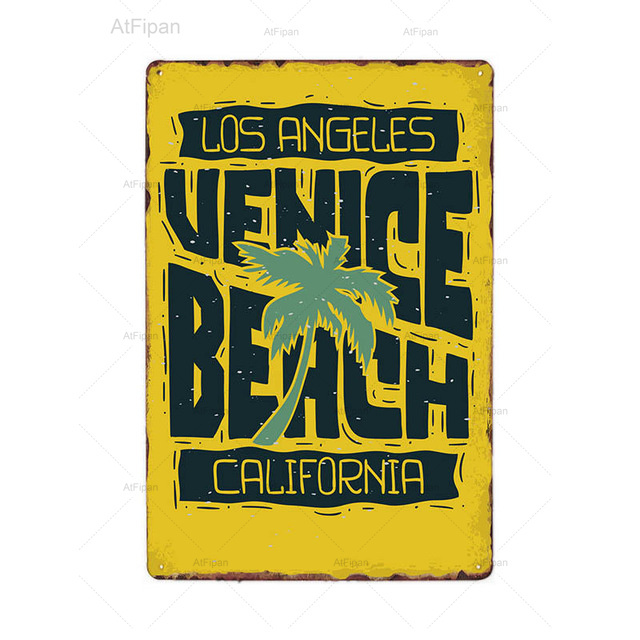 Vintage Surf Time Poster Summer Tiki Bar Tin Sign Old Rusty Beach Bar Retro Rusty Board Metal Signs This Way To The Beach Sign signes personnalisés extérieur métal 30X20CM w01