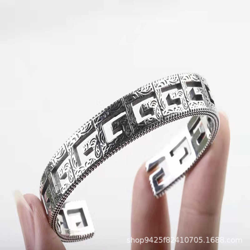 95% de descuento 2023 Nueva joyería de moda de lujo de alta calidad para pulsera doble de encaje ahuecado tridimensional de plata para hombres y mujeres