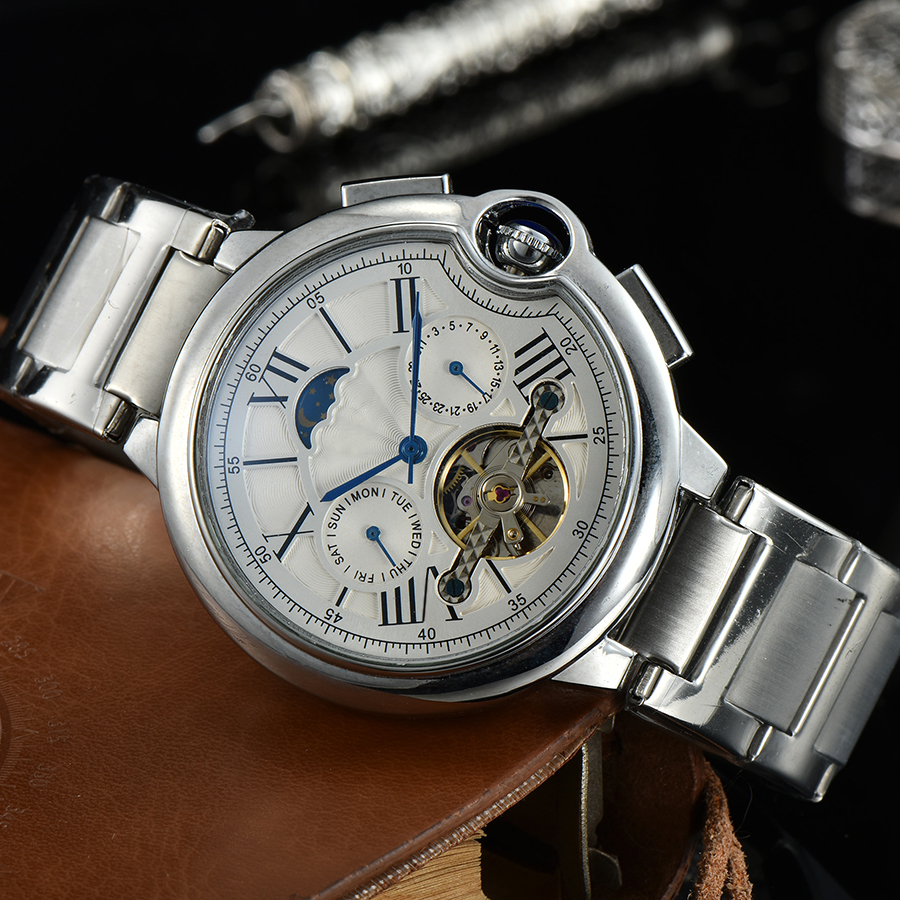 Relojes de pulsera de marca completa a la moda, reloj de Metal de acero de lujo mecánico automático de estilo masculino CA 80