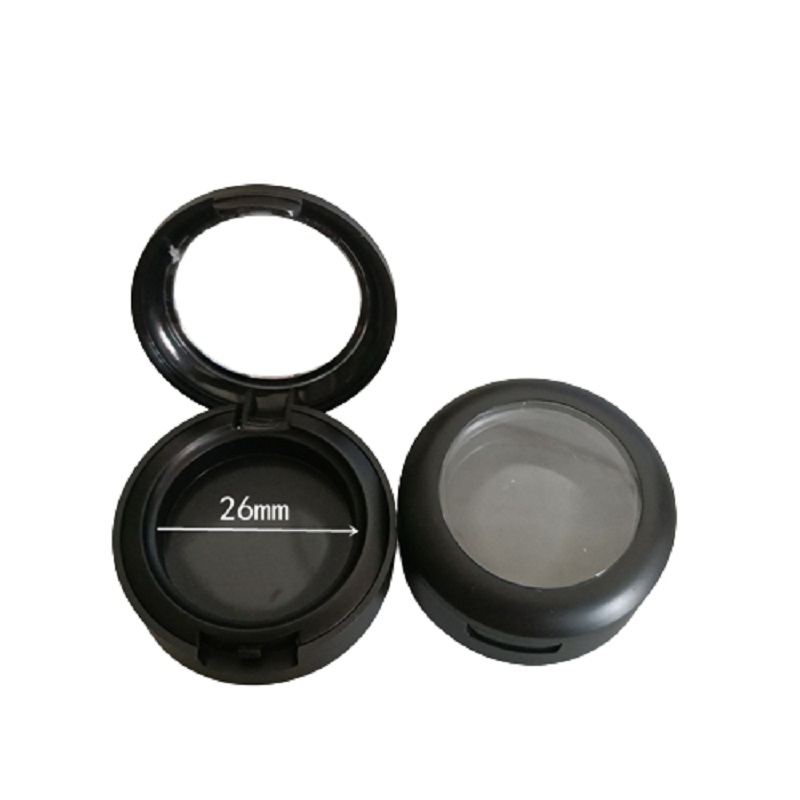 Caixa de batom plástico de 26mm de olho de olho Caixa de batom de plástico Clear Skylight tampa vazia maquiagem redonda de maquiagem de blush pó Paleta de gelo fosco preto recipiente de embalagem cosmética