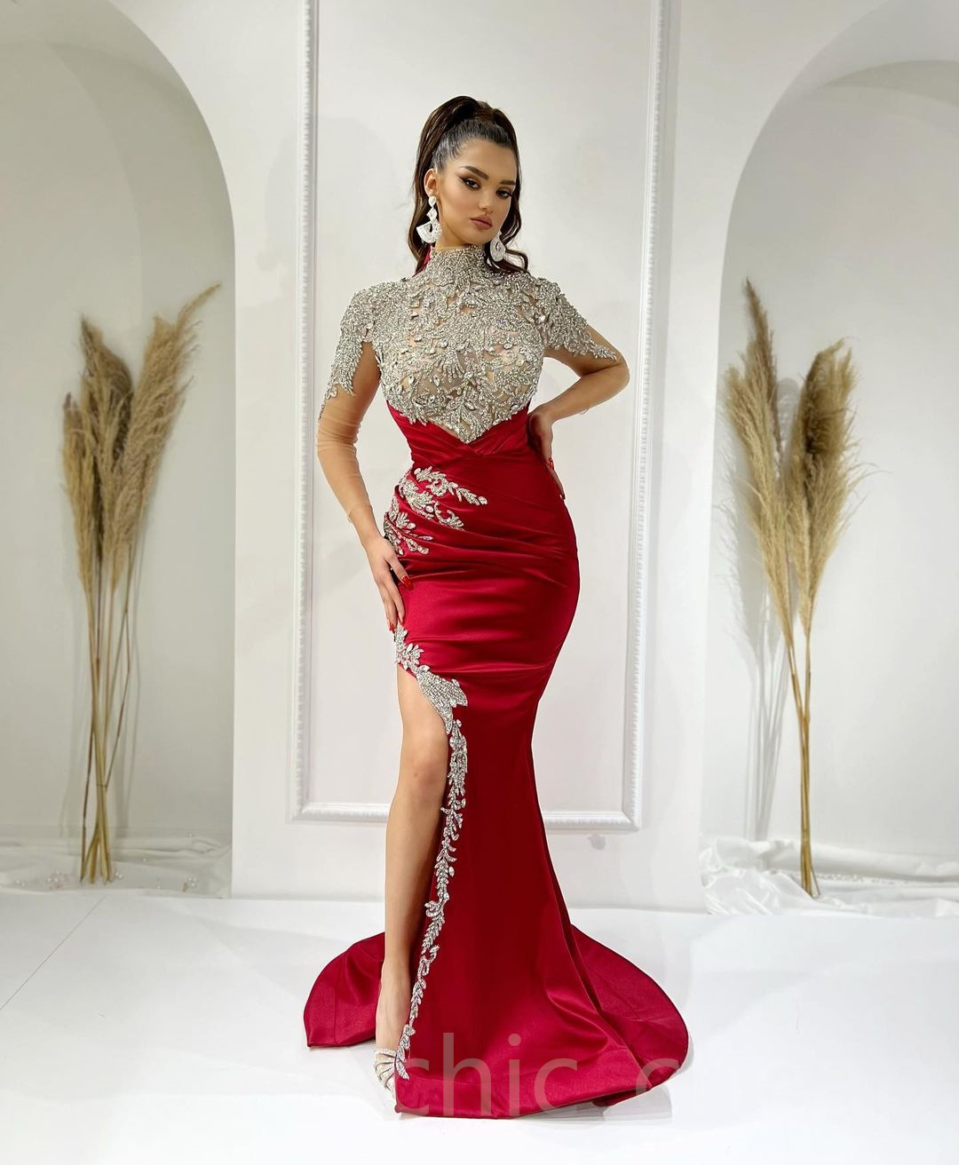 2023 Arabic Aso Ebi Mermaid Luxurious Prom Dresses Crystals Beaded Lace Evening Formal Party Second Reception Birthday Engagement Bridesmaid Gowns Dress ZJ3332