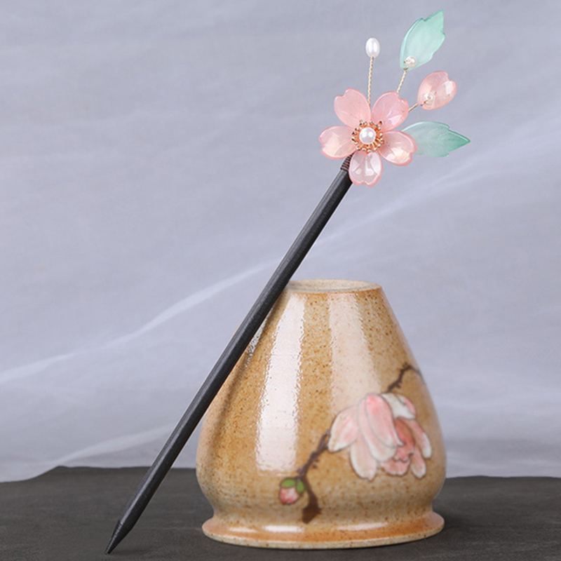 Vintage Wooden Hair Stick Chinese Style Winding Flower Hairpin With Tassel Classical Elegant Lady Hair Clip Hair Accessories