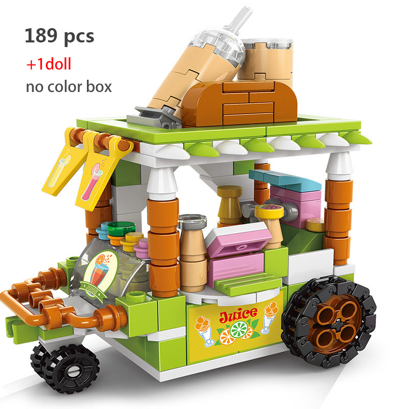 City Street Shop – blocs de construction de voitures, jouets créatifs compatibles, Mini briques classiques, magasin de crème glacée, restauration rapide, cadeaux pour enfants