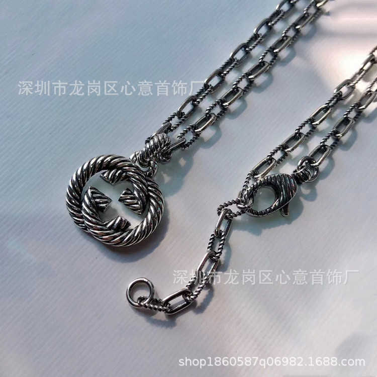 Fabrik grossist 2023 Nya lyxiga högkvalitativa modesmycken för Sterling Silver Necklace Love Fearless 26 Interlocking Double Collar Chain Gift för män och kvinnor