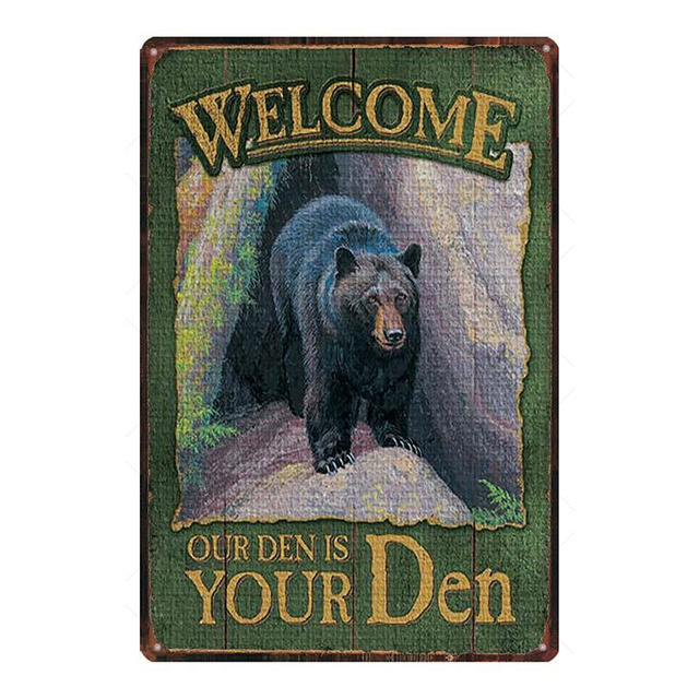 Vintage Man Cave Tin Sign Bears Metal Sign Poster Plaques métalliques pour mur Home Craft Cafe Music Bar Garage Décoration Vintage Poster personnalisé Art Decor 30X20CM w01