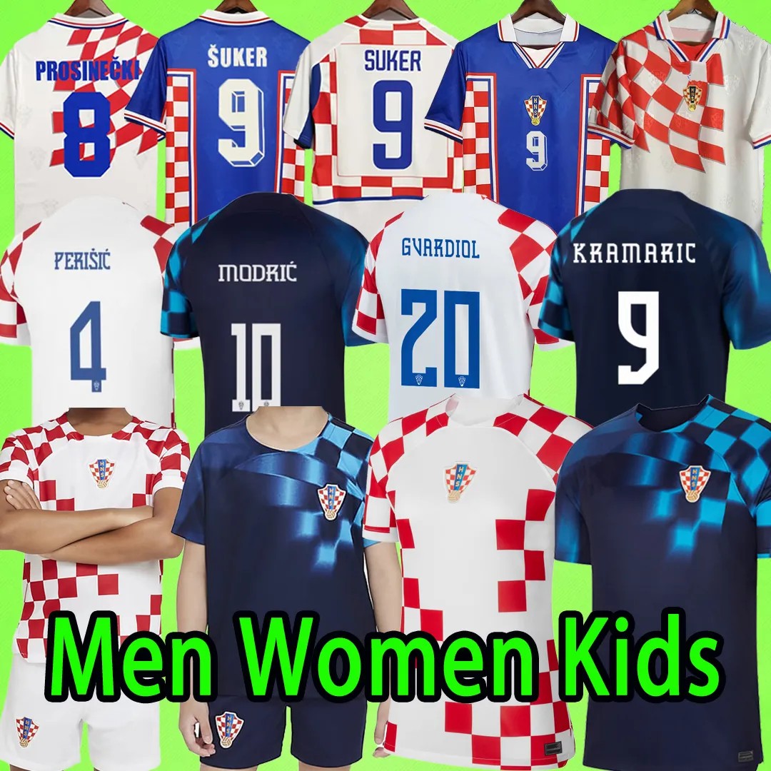 クロアチア2022サッカージャージ22 23 23 Modric Majer Croatie 2023 Gvardiol Kovacic Suker Brozovic Retro Retro 1998 2002 Croacia Sucic Sutalo Men Women Football Shirts Kids Kits