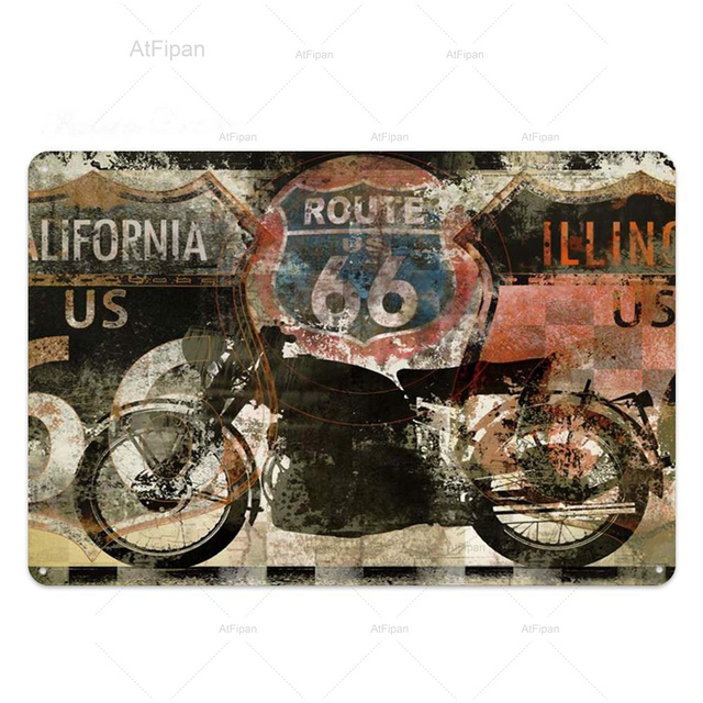 Personnalisé Route 66 Tin Signs Dad's Garage Metal Tin Sign My Tool Metal Painting My Rules Shabby Chic Wall Bar Home Art Motor Decor Home Garage Wall Decor Taille 30X20 w01