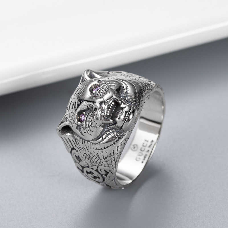 20% zniżki na wszystkie pozycje 2023 Nowa luksusowa wysokiej jakości biżuteria modowa dla tej samej zabytkowej podwójnej tygrysy pierścień prostej biżuterii