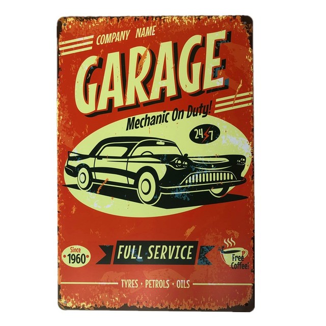 Targa in metallo Targa in metallo Vintage DAD 'S Garage Retro Garage Riparazione auto Man Cave Home Wall Art Decor 30X20cm W03