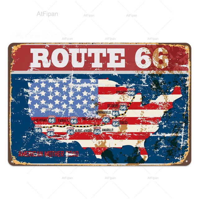 Personnalisé Route 66 Tin Signs Dad's Garage Metal Tin Sign My Tool Metal Painting My Rules Shabby Chic Wall Bar Home Art Motor Decor Home Garage Wall Decor Taille 30X20 w01