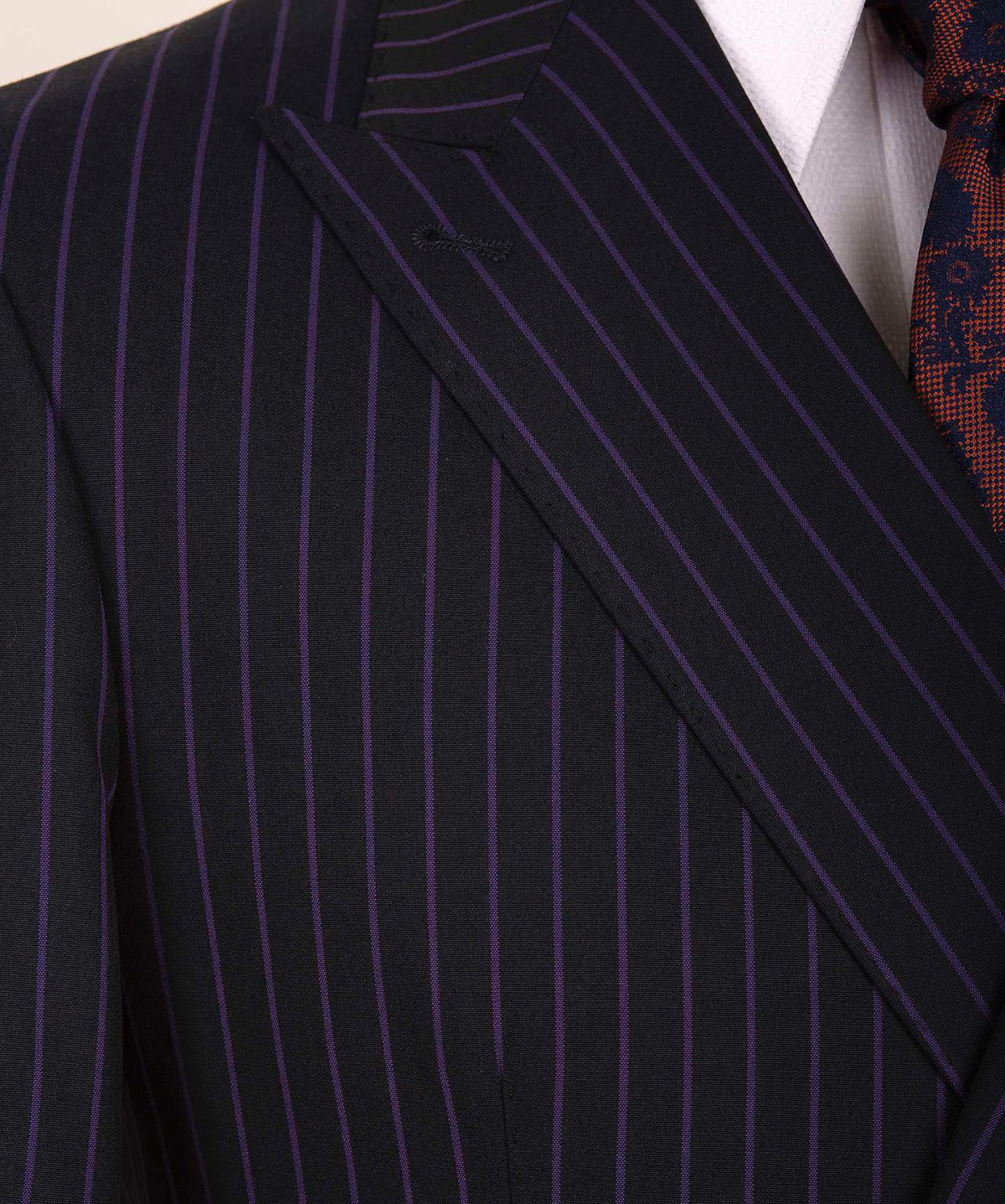 Unique Design Pin Stripe Men's Tuxedo Slim Fit Wedding Suit Peaked Lapel Blazer Only One Piece