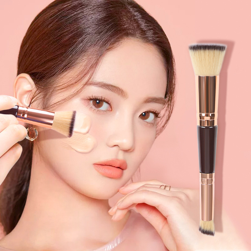 Double-ended Foundation Brush Dual-purpose Makeup Brush Short Hair Foundation Brush Oblique Concealer Brush Beauty Tools