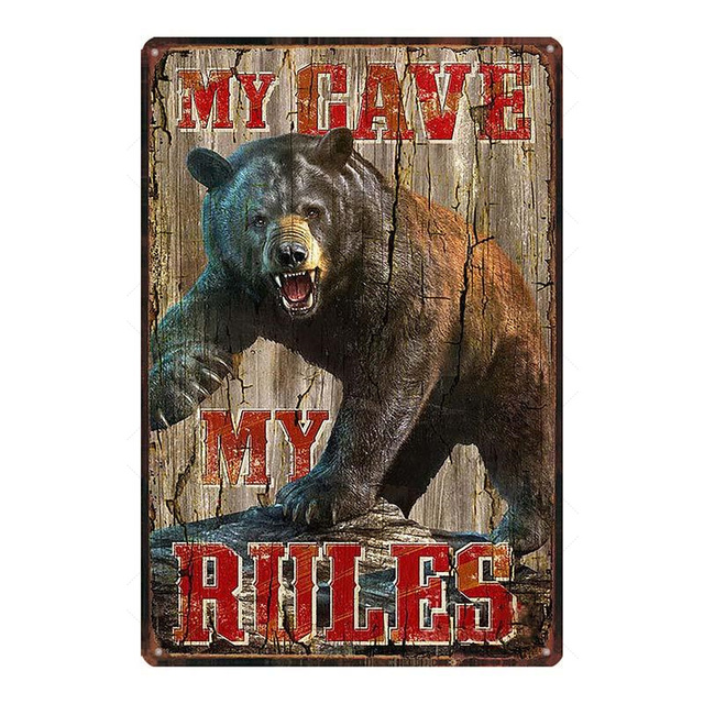 Vintage Man Cave Tin Sign Bears Metal Sign Poster Metal Plates For Wall Home Craft Cafe Music Bar Garage Decoration Vintage Poster personalized Art Decor 30X20CM w01