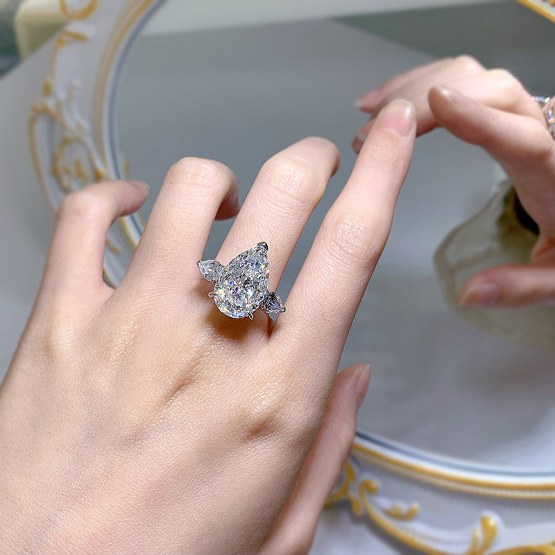 배 컷 11*17mm moissanite 다이아몬드 반지 100% 실제 스털링 시어 파티 웨딩 밴드 링스 여자 남성 약혼 보석