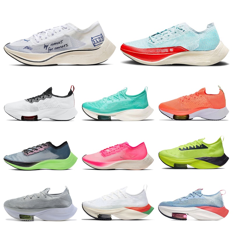 Zoomx Vaporfly Next% 2 Löpskor Herrkvinnor OG Zoomx University Gold Blue White Green Red Metallic Silver Quality Jogging Trainers Sneakers