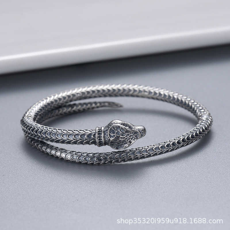 20% korting op alle items 2023 Nieuwe luxe hoogwaardige mode -sieraden voor Thaise zilveren armband slang mannelijke en vrouwelijke minnaars punkarmband open mond sieraden