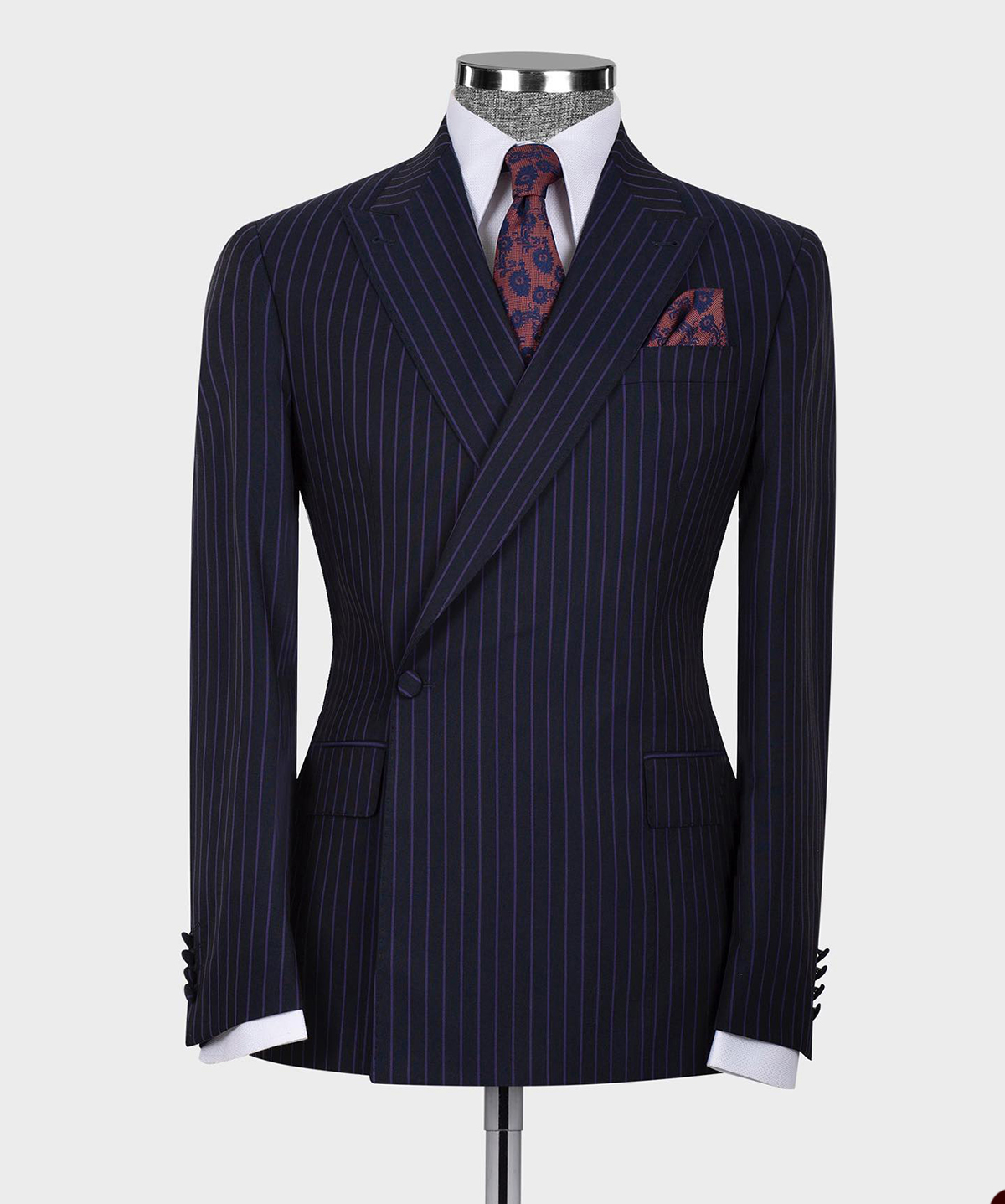 Unique Design Pin Stripe Men's Tuxedo Slim Fit Wedding Suit Peaked Lapel Blazer Only One Piece