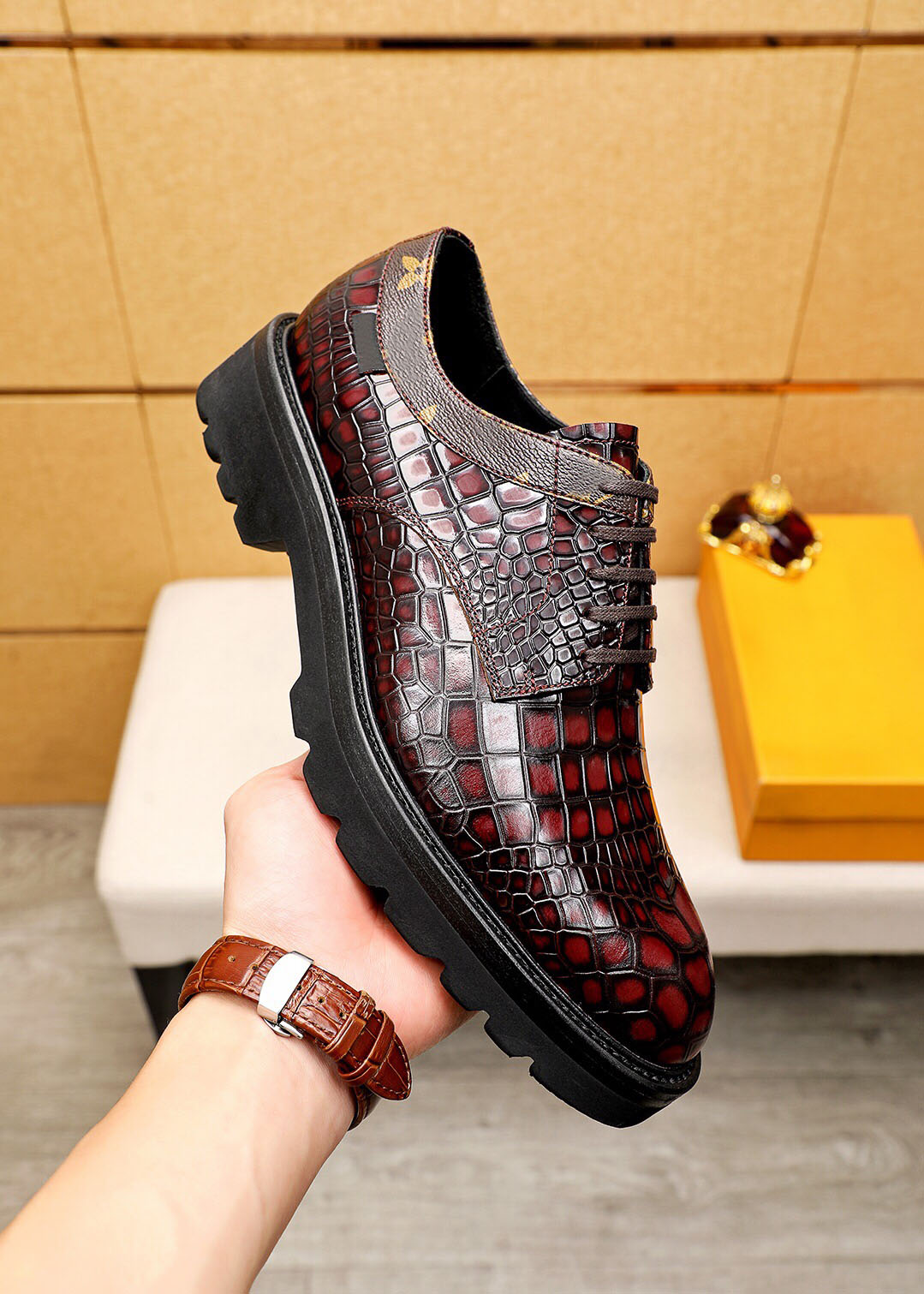 2023 Mens Dress Shoes Leather Leather Lace Up Platfor