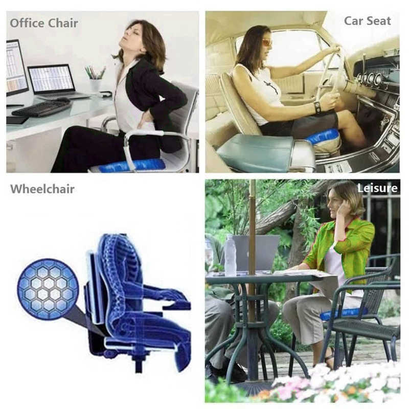 2024 Housse de siège de voiture Oreiller en gel rafraîchissant Anti-dérapant Doux et confortable Massage extérieur Bureau Housse antidérapante Coussin pour fauteuil roulant Coussins de chaise