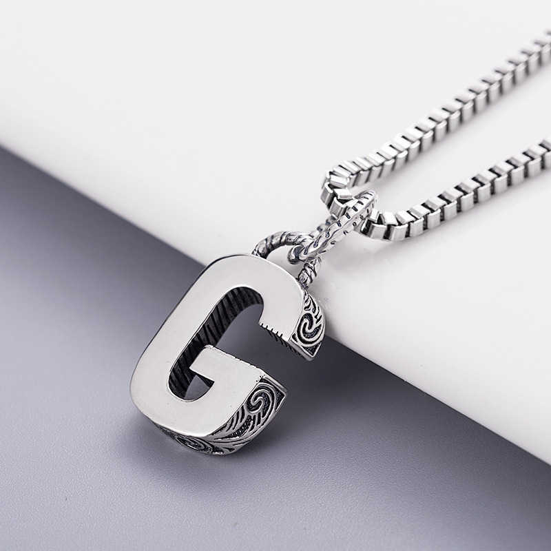 70% korting op 2023 Nieuwe luxe hoogwaardige mode -sieraden voor dezelfde oude familie dubbele Thaise zilver 26 Engelse letters ketting hoge versie sieraden