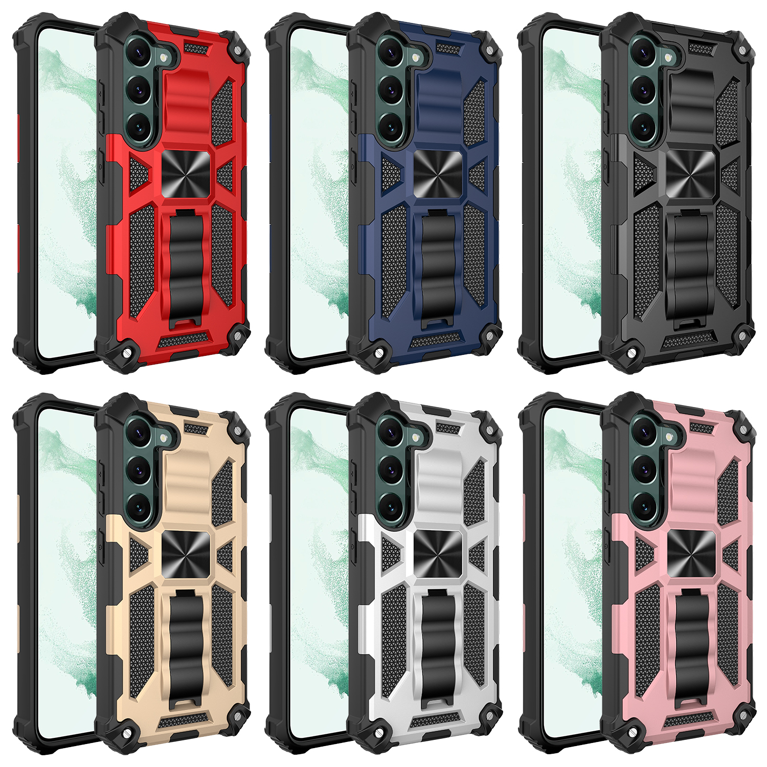 Kckstand Cases For Samsung S23 S22 S21 S20 Note 20 FE A03s A82 A02s Ultra Plus Phone Stand Fundas Shockproof Capa Case