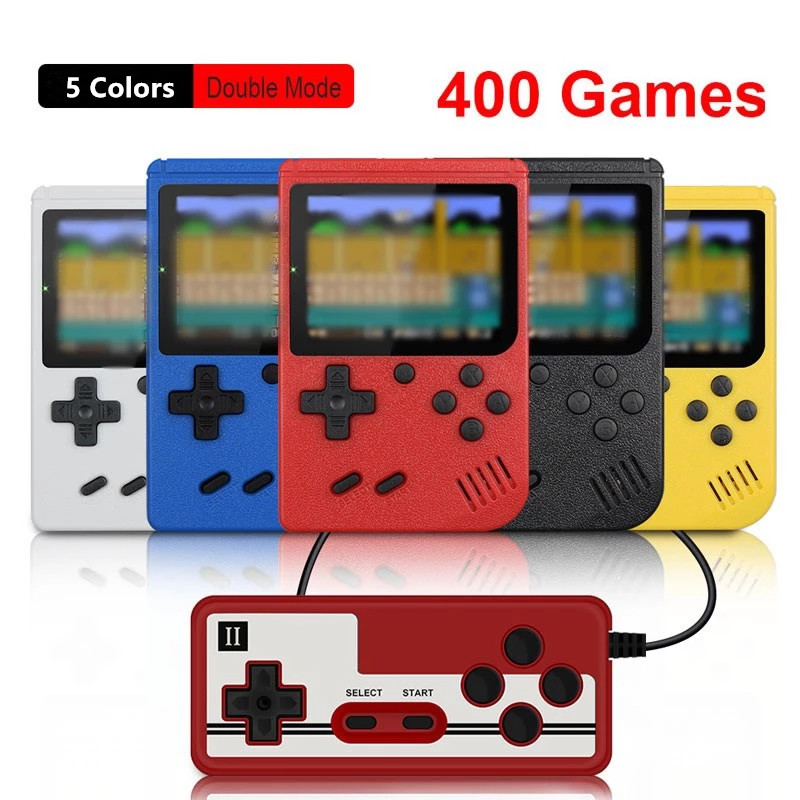 Portátil duplas retro mini console de videogame de mão com 400 jogos clássicos 8 bits 3,0 polegadas colorido LCD Display Suporte dois jogadores AV Saída para crianças Presente