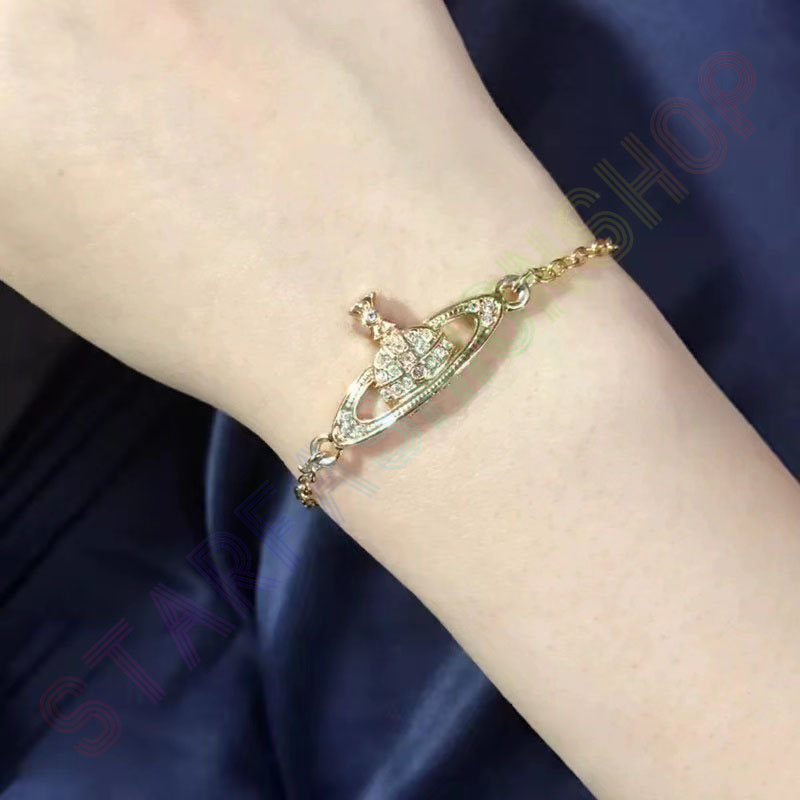 Saturn Chain Bracelet Tennis Planet Bracelet Women Gold Designer Jewelry Vivi Fashion Accessories Box