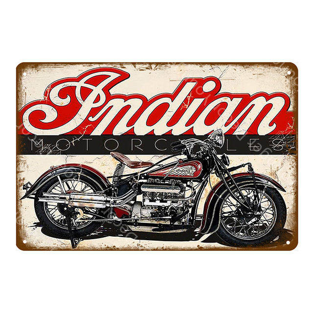 Rétro américain classique moto étain décor métal signe Vintage métal plaques maison bar garage décor café pub assiettes décoratives art étain affiche taille 30x20cm w02