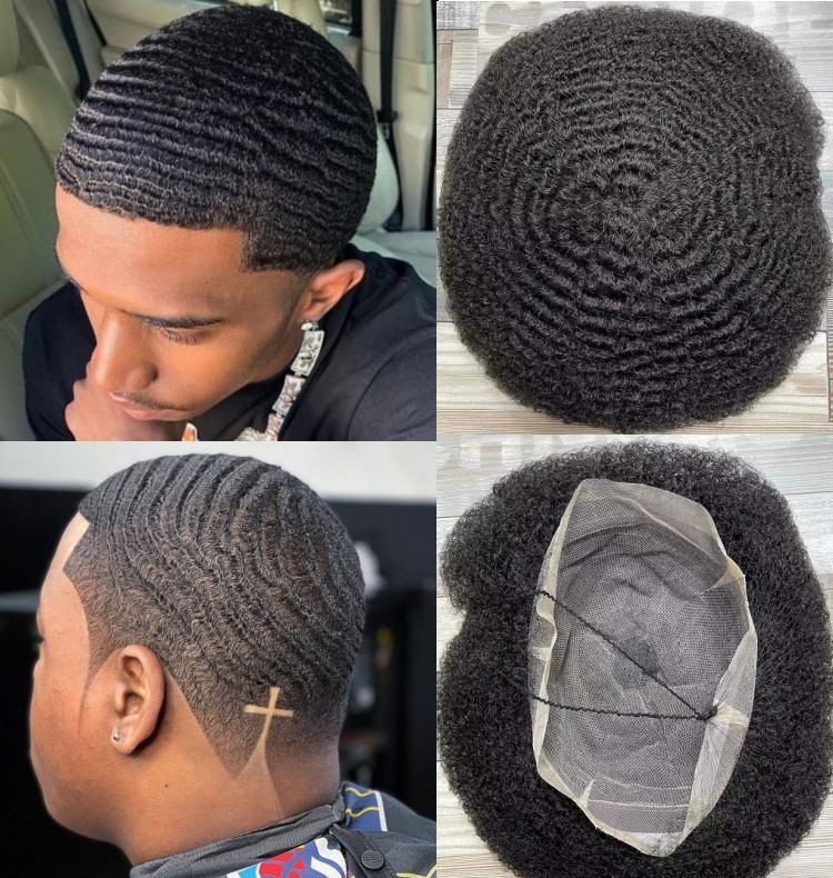 Afro Wave Full Lace Toupe 4mm 6 mm 8 mm 10 mm 12 mm Herren Perücken brasilianische jungfräuliche menschliche Haarersatz für schwarze Männer Schnelle Express -Lieferung