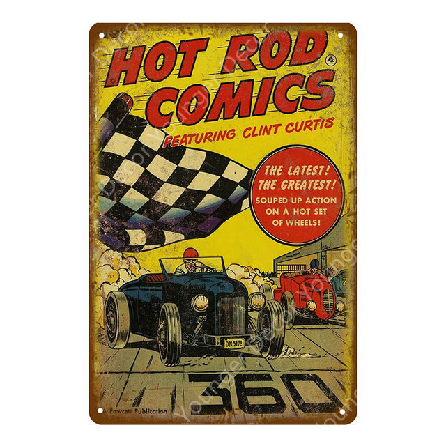 Retro Motor Car Racing Team Tin Plakat Vintage Metal Talerz Kawial