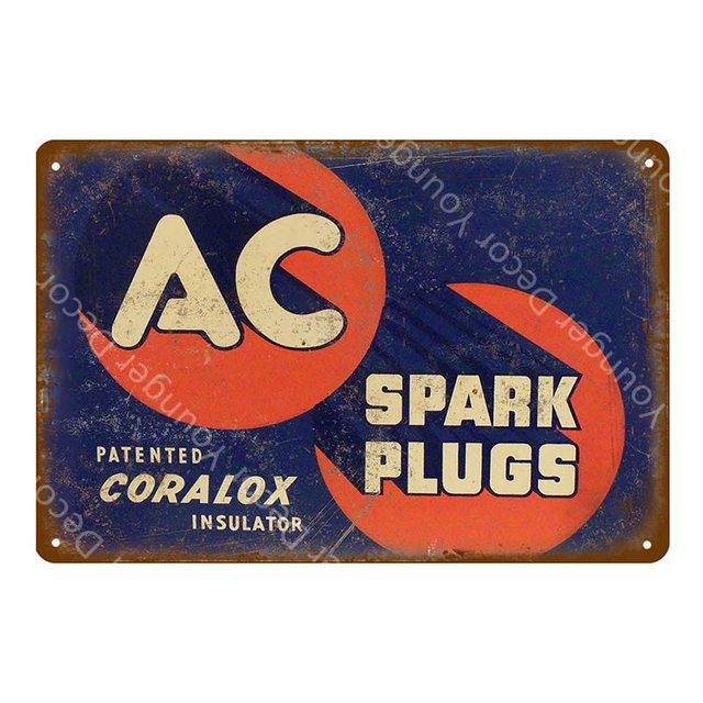 Retro AC Spark Plugs Pintura de metal Sinais de lata de metal Decoração de gasolina a óleo de pub Garagem Garagem Vintage Parede personalizada Arte de lata Tamanho decorativo 30x20cm W02