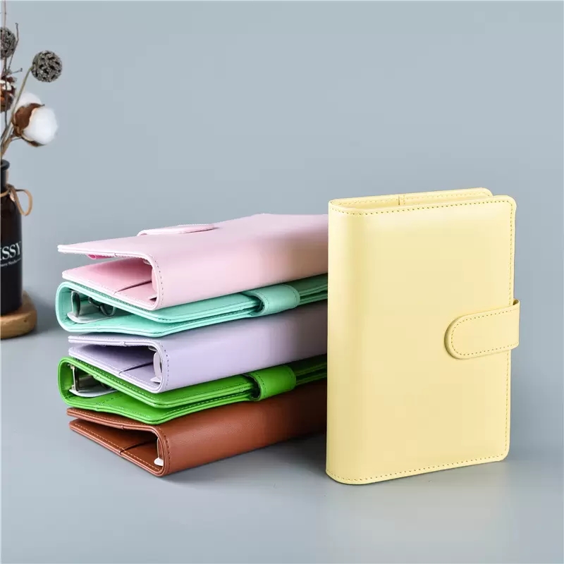 A6 PU Leather Notepads Waterproof Macarons Decorations Binder Hand Ledger Notebook Shell Loose-leaf Notepad Diary Budget Stationery Cover School Office