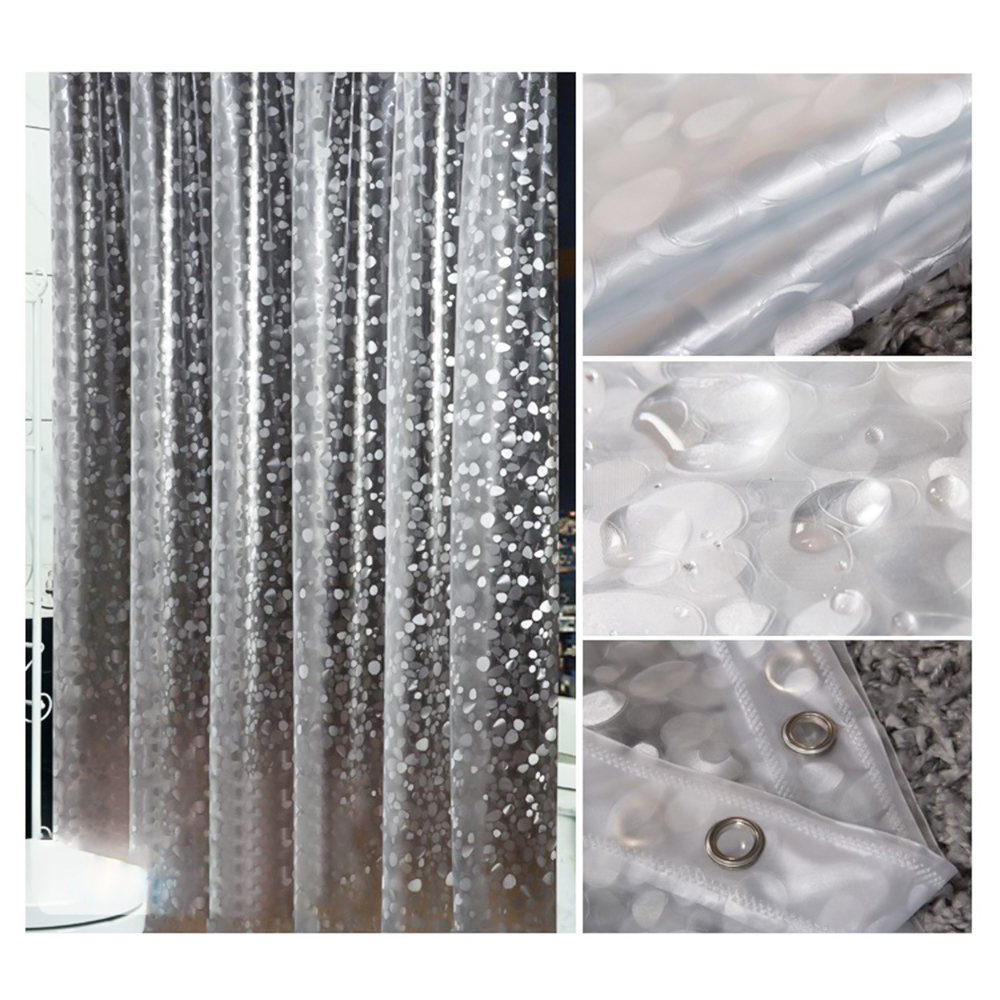 Waterproof Transparent Bathroom Shower Curtain PVC 3D Plastic Bathing Sheer Washroom Bath Shower Curtains Screen With Hooks