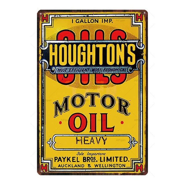 Motor Oil Tin Sign Hot Rod Garage Wall Decor Shabby Chic Metal Plaque Vintage Pub Wall Bar Garage Home Wall Decor Wall Sticker personalized Art Decor Size 30X20CM w01