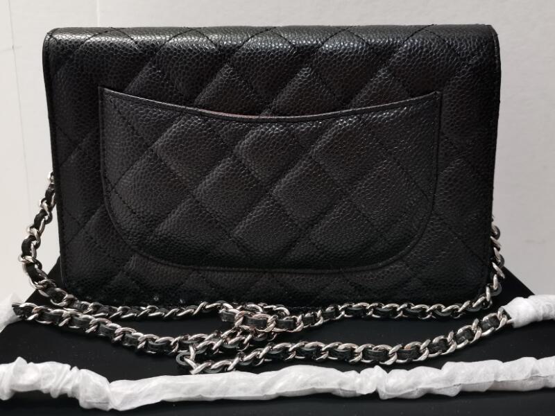 5A Wallets CC AP0250 WOC Classic Wallet on Chain Grained Caviar Quilted Silver Hardware Shoulder Handbags For Women With Box Fendave