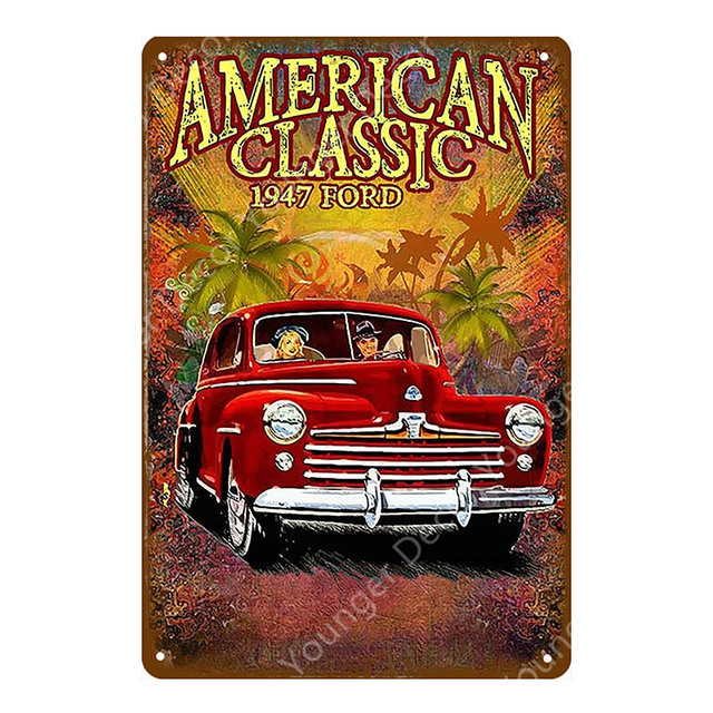 American Classic Car Art målning Tin Dekorativ lastbil Vintage Poster Metal Signs Tin Plack för Pub Bar Club Garage Hemdekor Väggkonstmålning Size 30x20cm W02