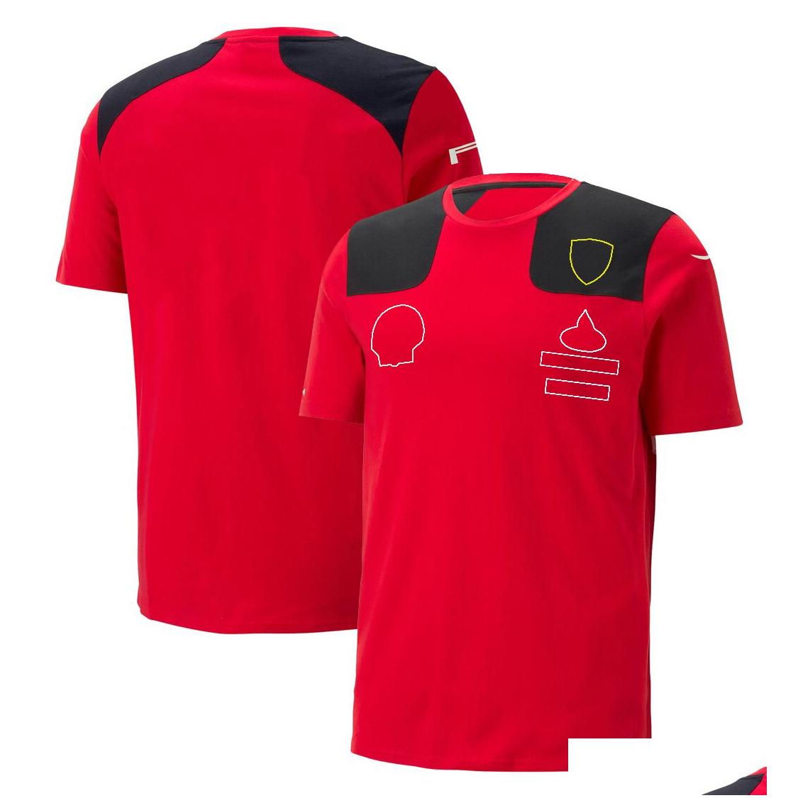 Motorradbekleidung 2024 Das neuste Produkt F1 Forma One Red Team Kleidung Rennanzug Revers Hemd Kleidung Arbeit Kurzarm T-Shirt Dhxbd