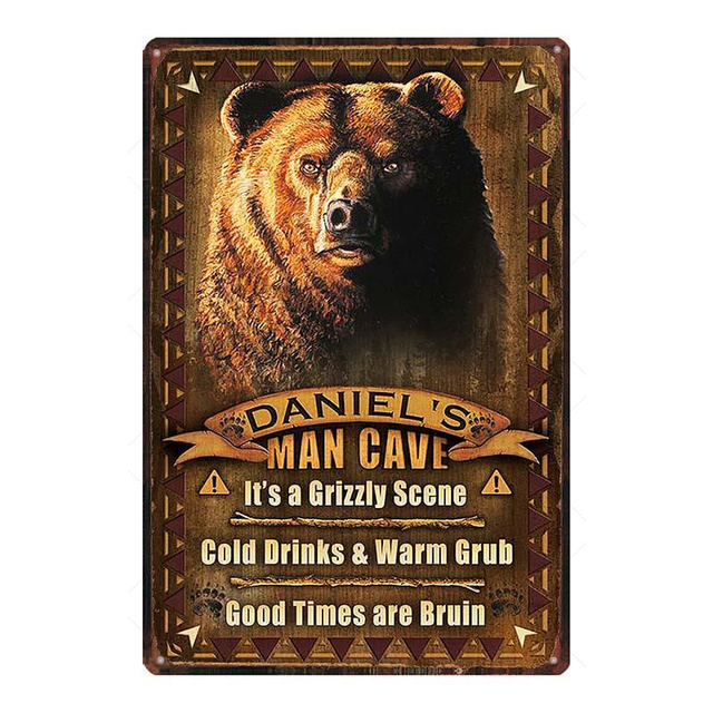 Vintage Man Cave Tin Sign Bears Metal Sign Poster Plaques métalliques pour mur Home Craft Cafe Music Bar Garage Décoration Vintage Poster personnalisé Art Decor 30X20CM w01
